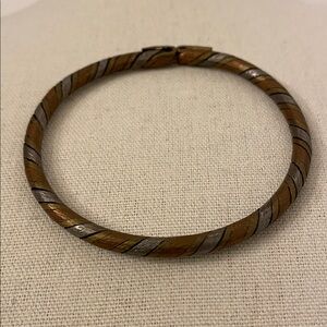 Vintage Twisted Copper And Silver Tone Cuff Bracelet